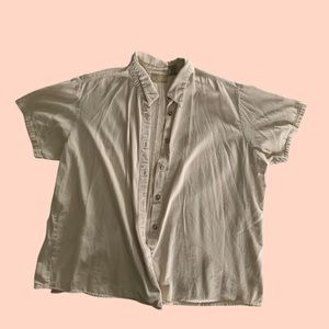 Soft oversized cream short sleeve button up